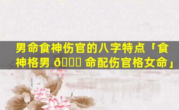 男命食神伤官的八字特点「食神格男 🍀 命配伤官格女命」